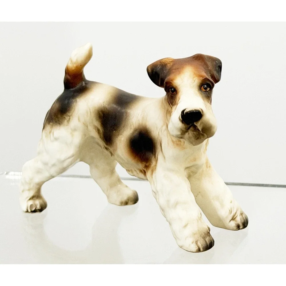 Enesco Fox Terrier Dog Figurine Japan Vintage Porcelain Airdale 4.25